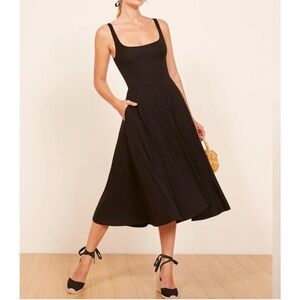 Reformation Rou Knit Black Midi Dress XS